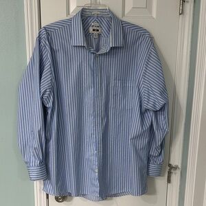 Joseph Abboud Men's Blue and White Striped Dress Shirt